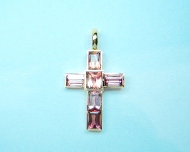 Pink Tourmaline Cross Pendant